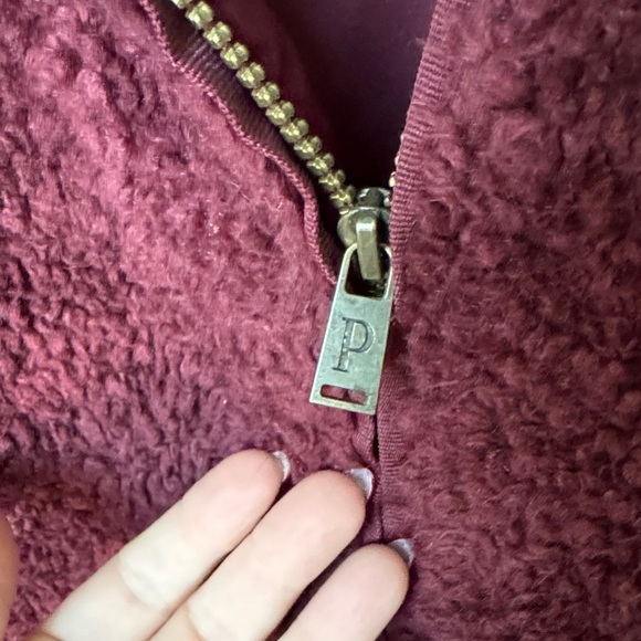 Pendleton Burgundy Sherpa/wool zip up Jacket with Plaid accents - Picture 4 of 6